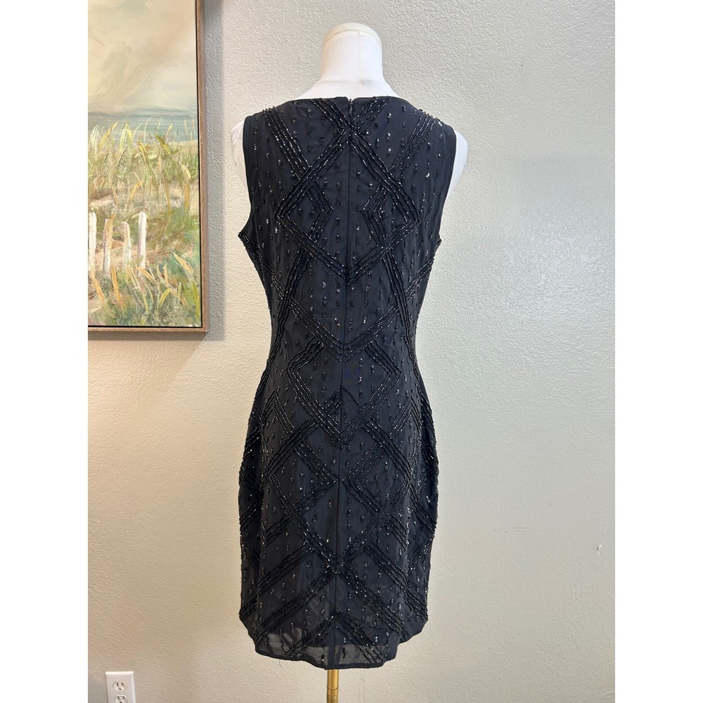 Black Beaded Sequin Sheath Dress Sleeveless Size 8 - Picture 2 of 8